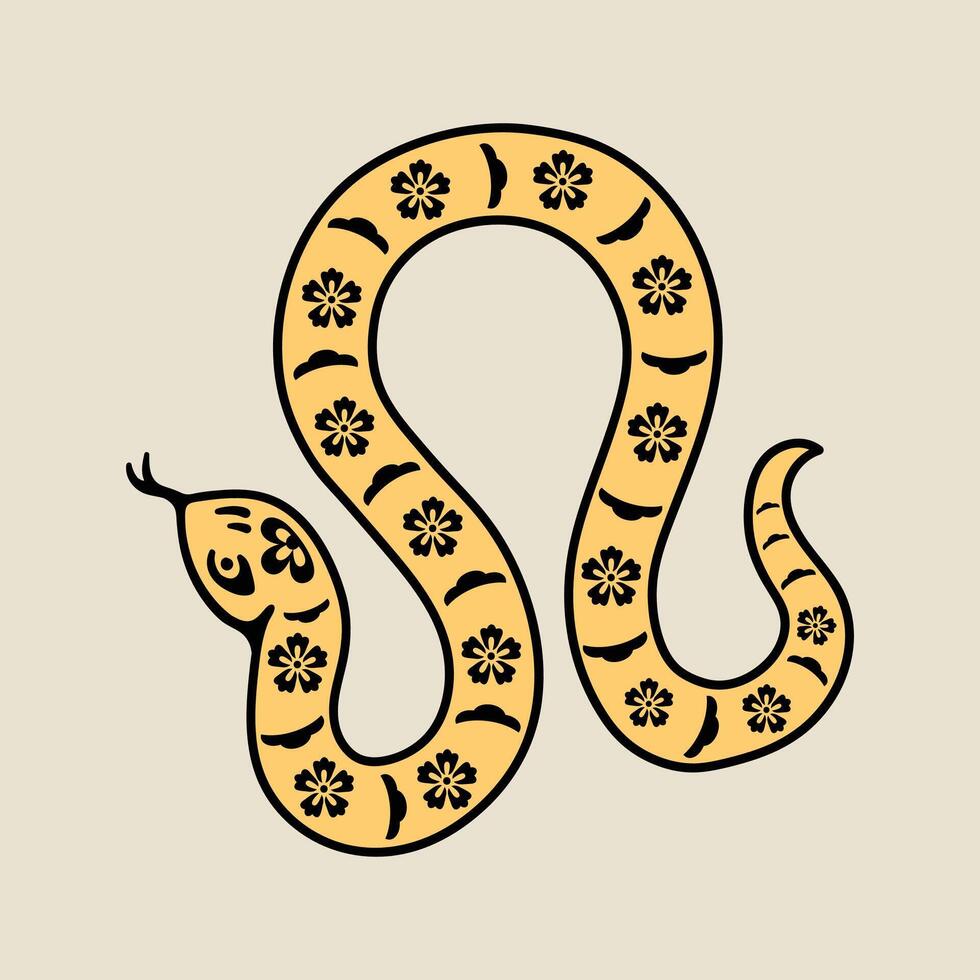 A snake with flowers on it vector