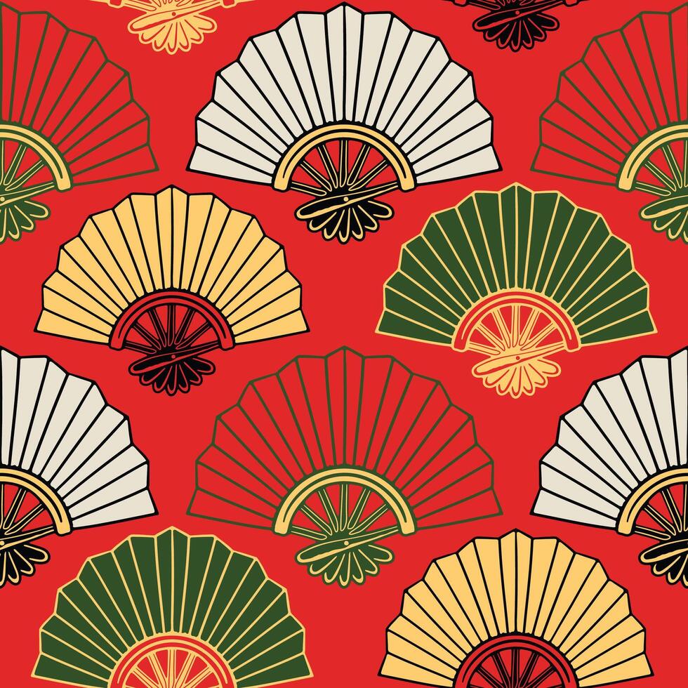 Chinese Folding Fan Patterns vector