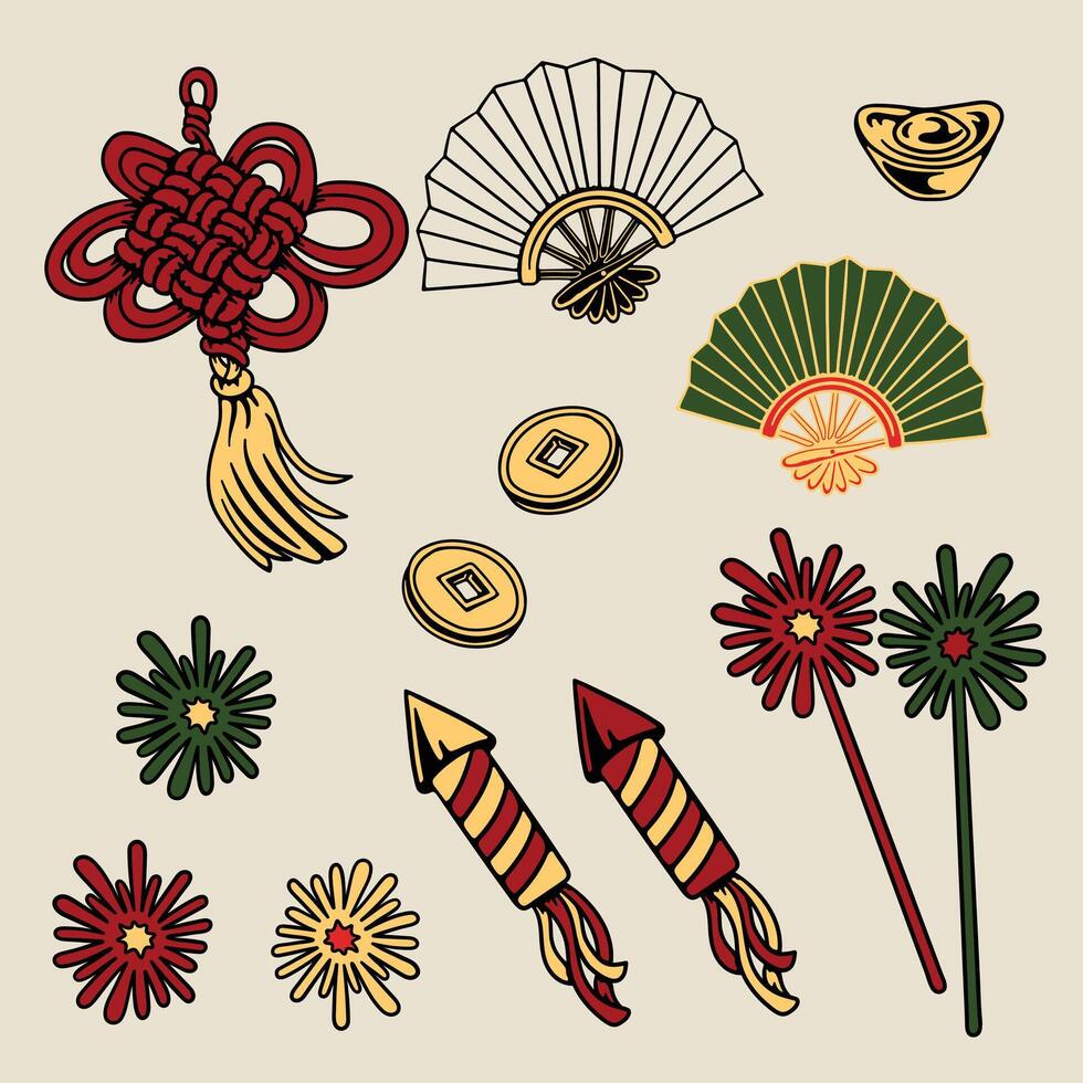 Chinese new year symbols illustration vector