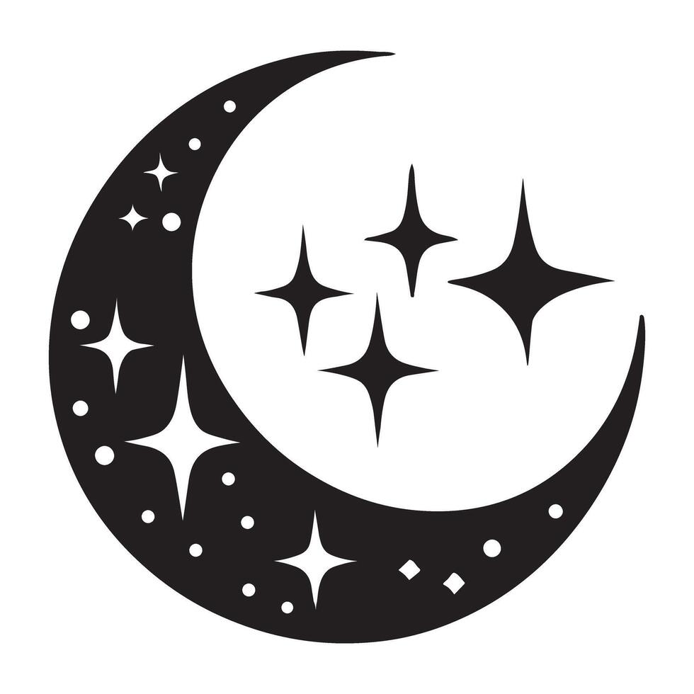 Charming Crescent Moon with Stars Illustration vector