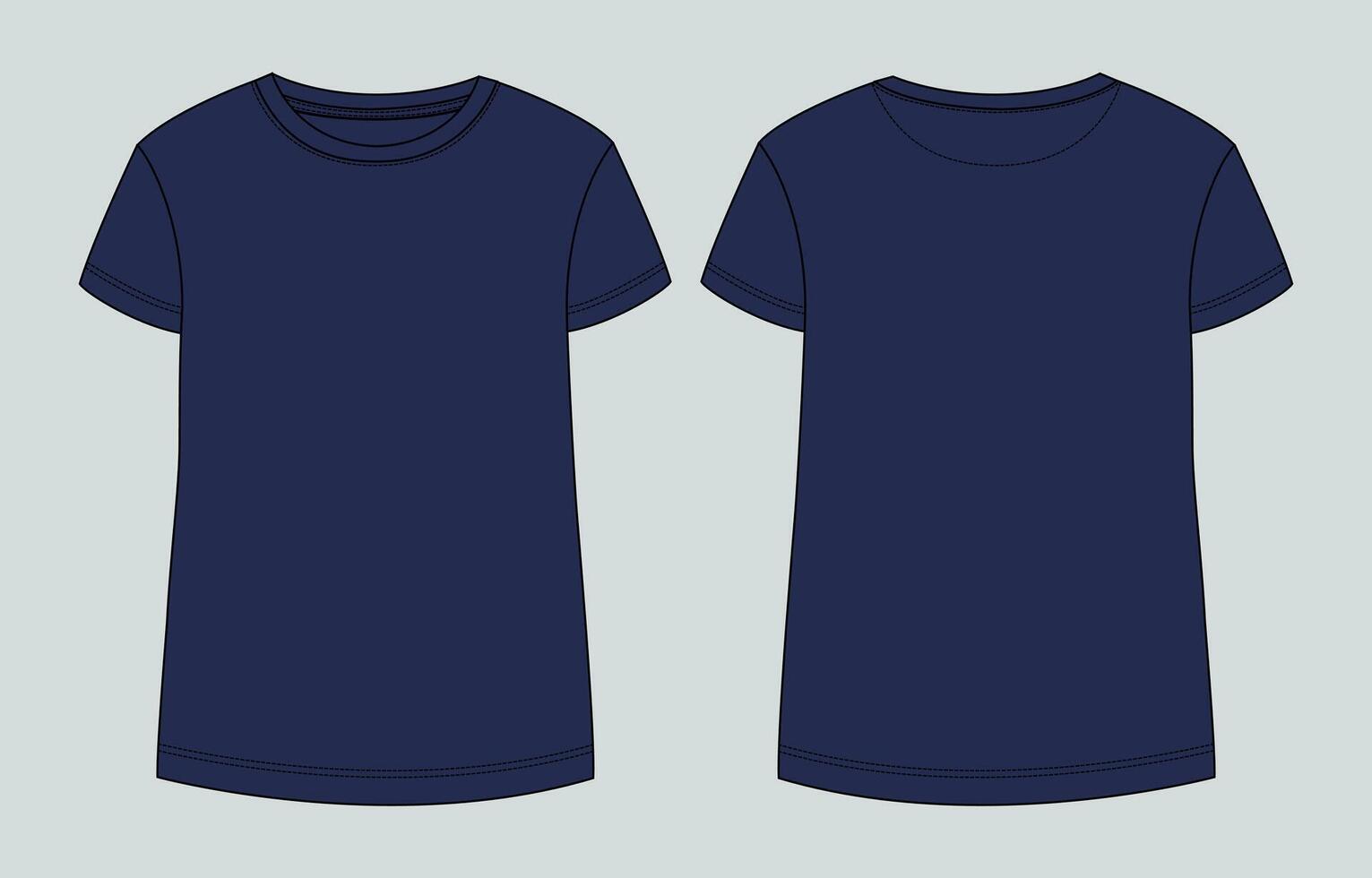 Two blue t - shirts, one front and one back vector