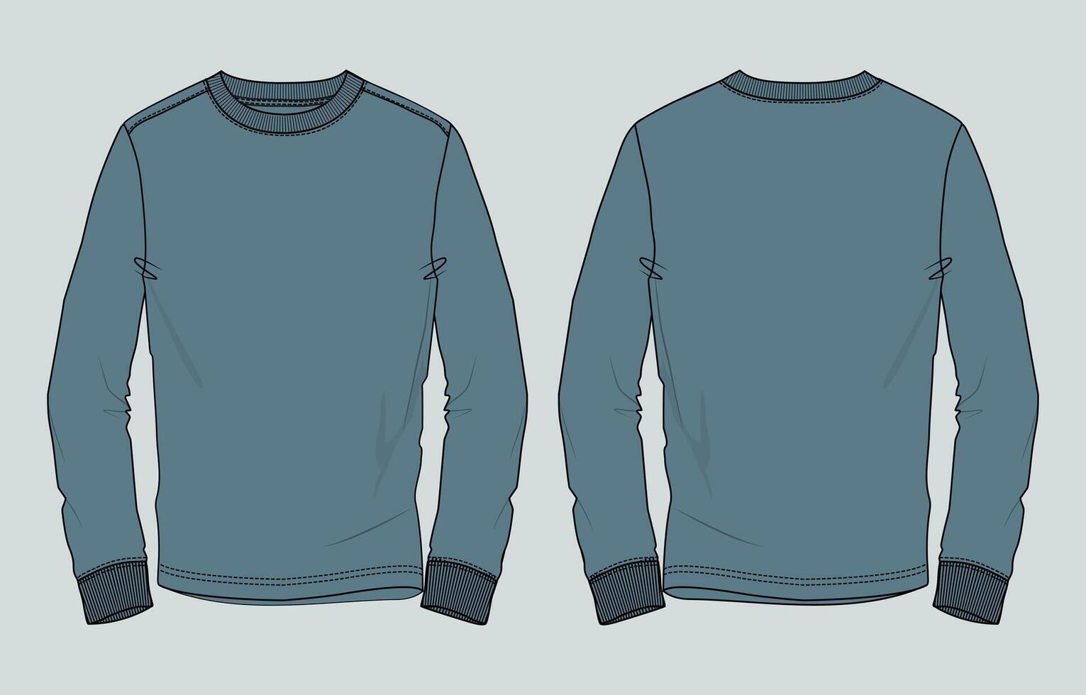 A blue long sleeve shirt with a black trim vector