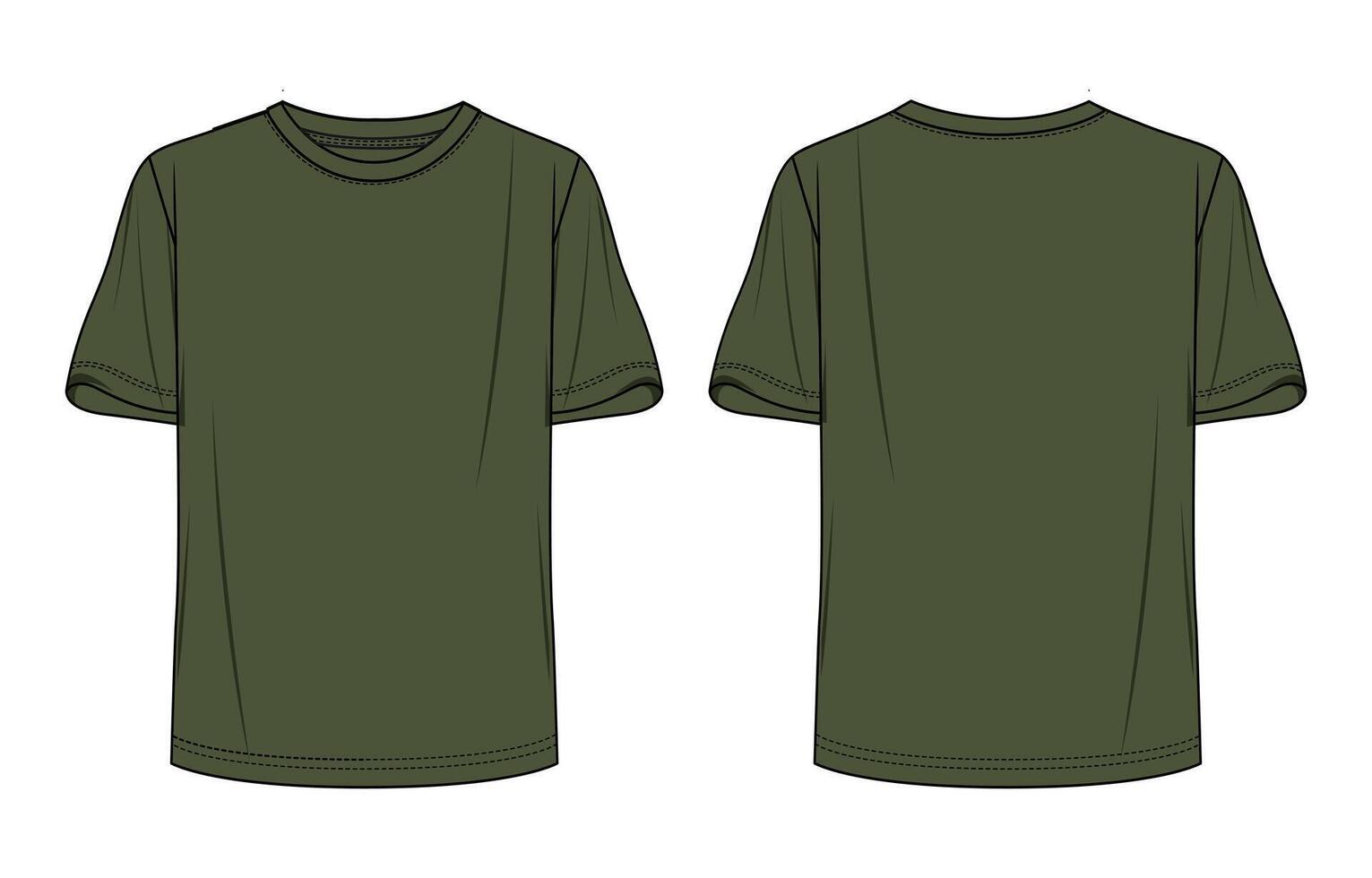 A green t - shirt with a short sleeve and a long sleeve vector