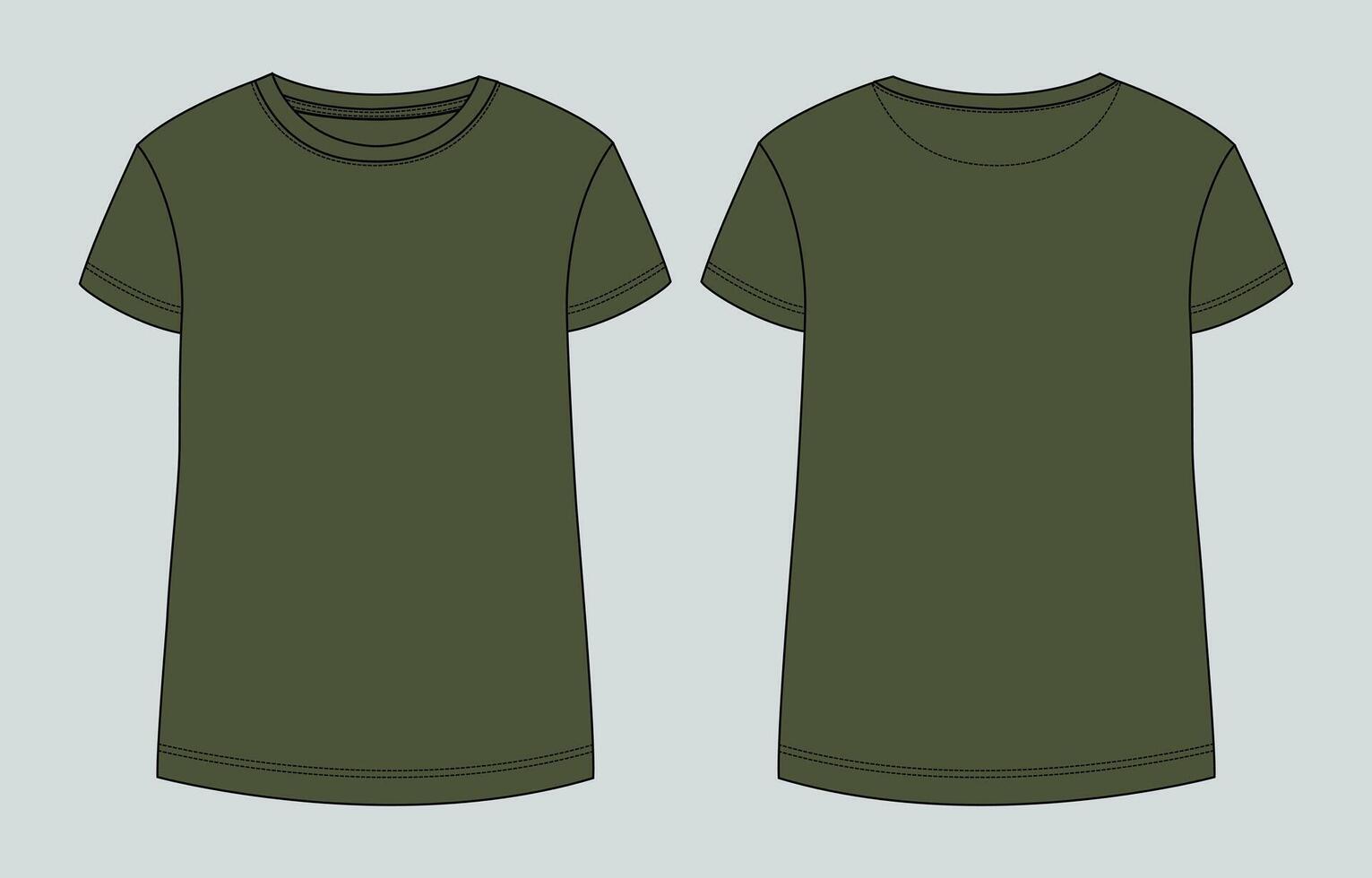 Two green t - shirts, one front and one back vector