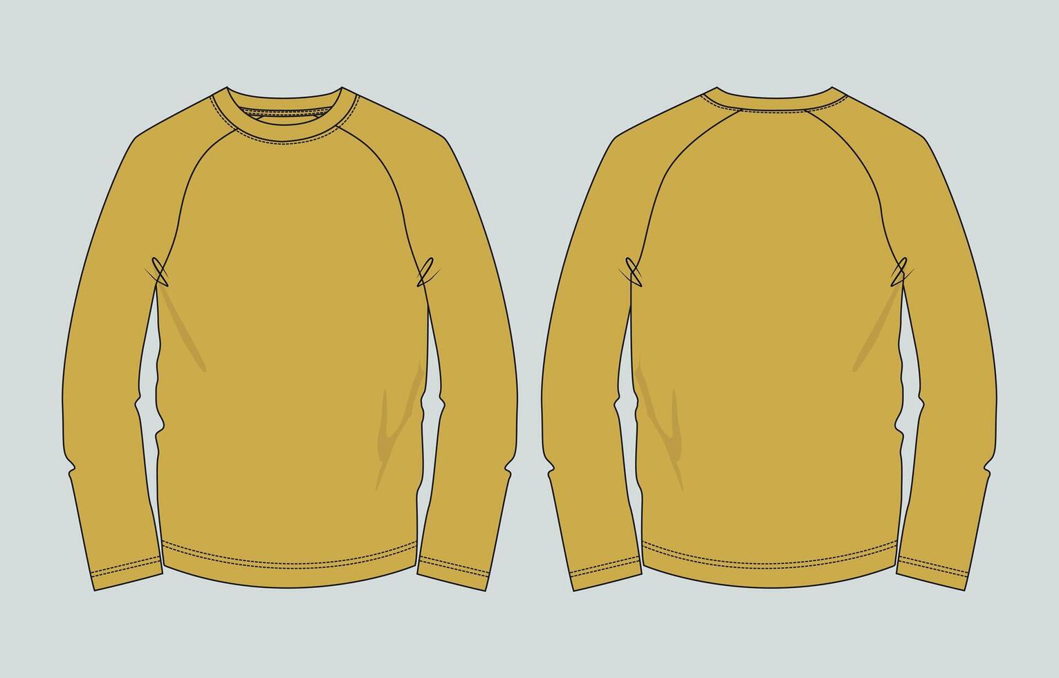 A yellow long sleeve shirt with a long sleeve collar vector
