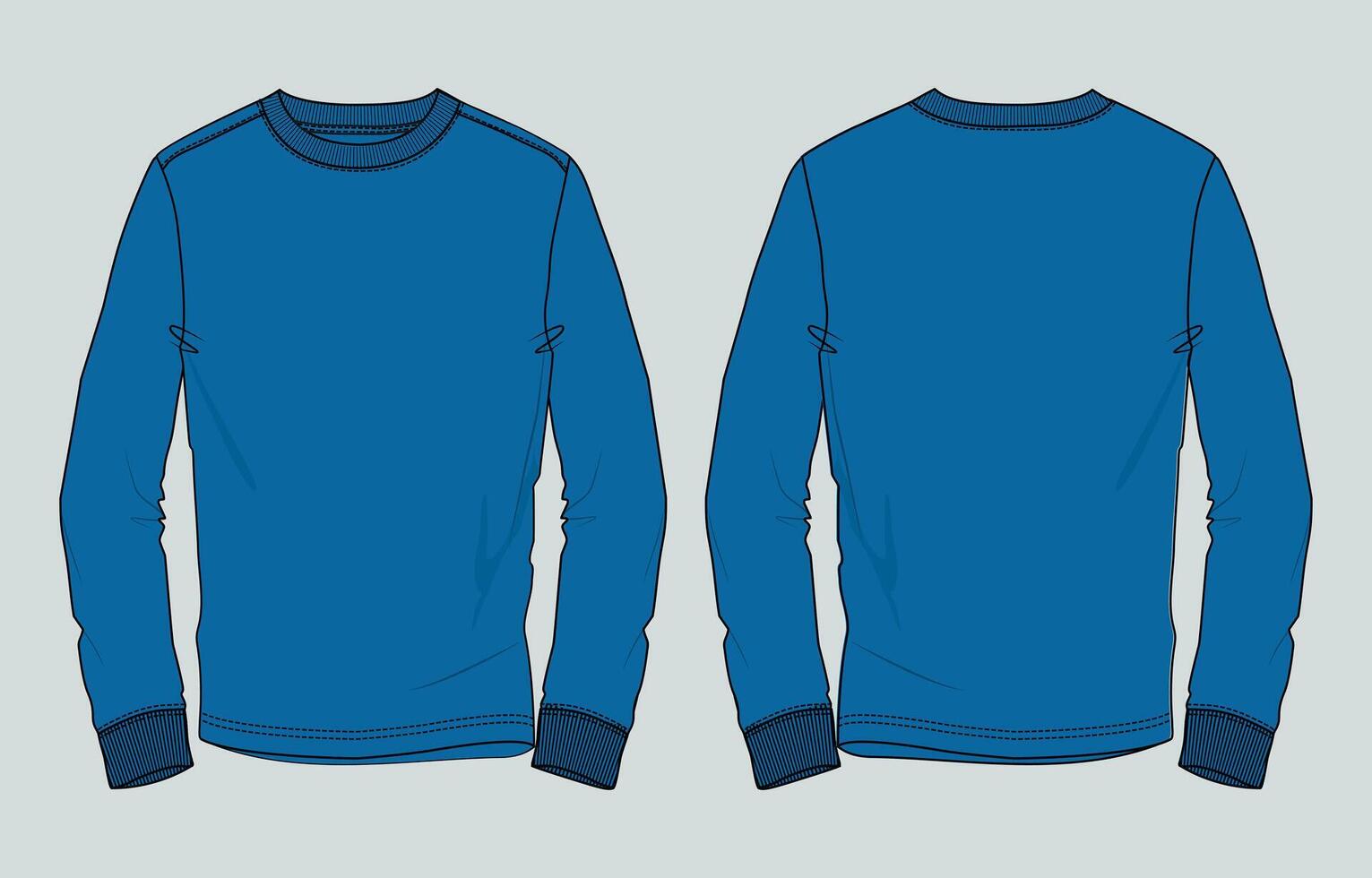 Blue long sleeve shirt template vector