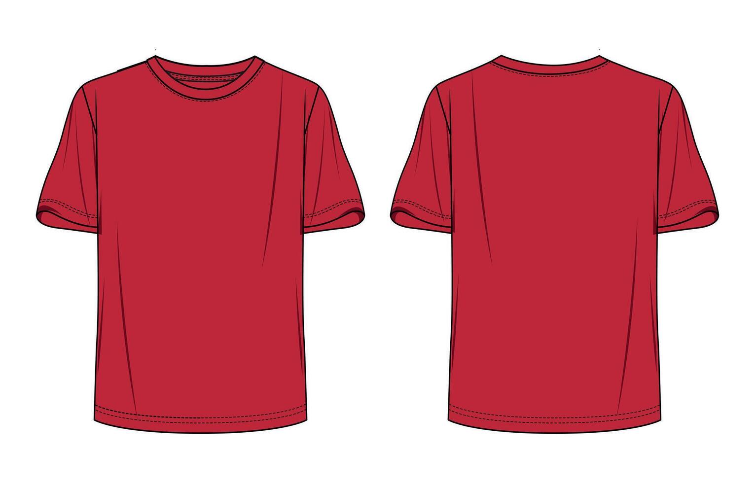 Red t - shirt template, front and back view vector