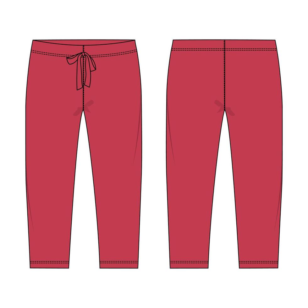 A pair of red sweatpants with a drawstring vector