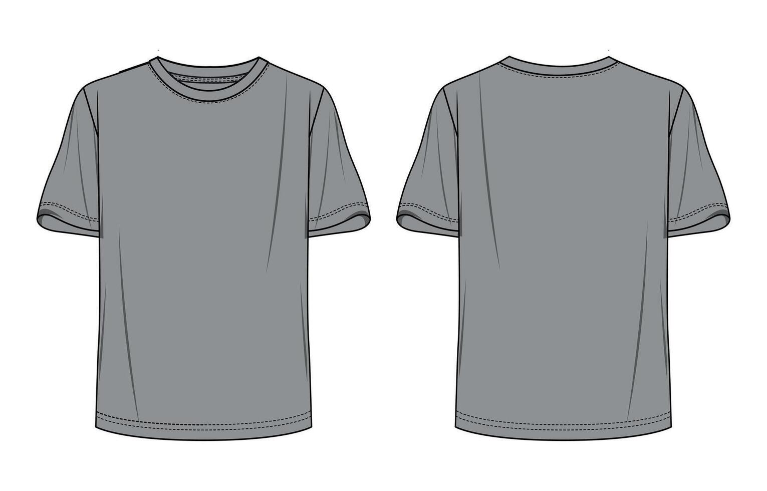 A gray t - shirt template, with a front and back view vector