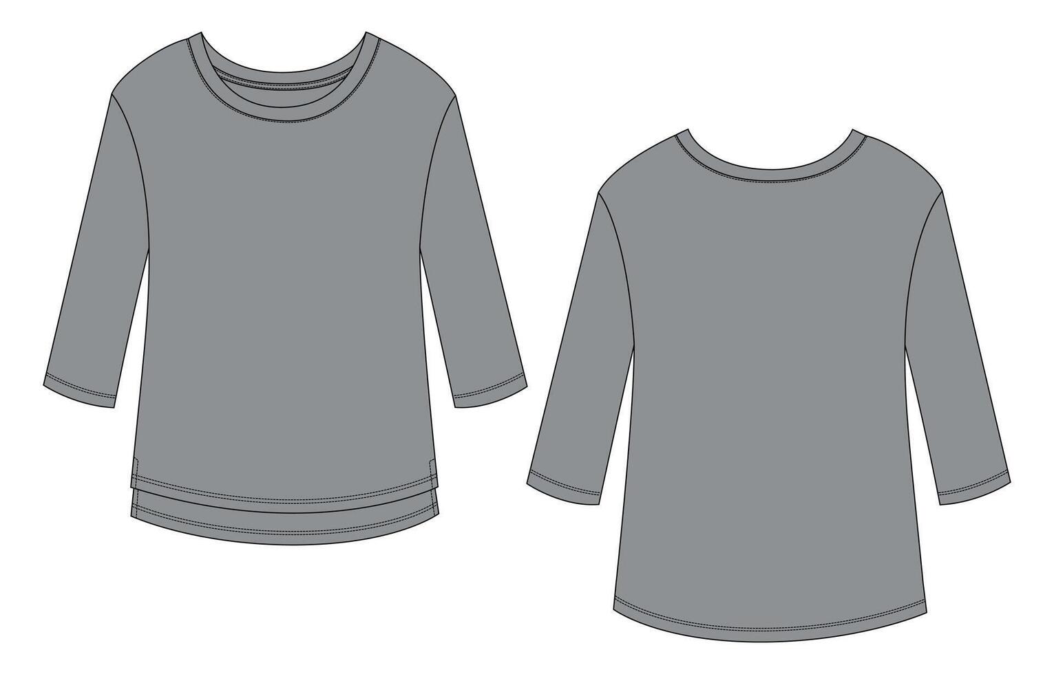 The long sleeve top and the short sleeve top are shown vector