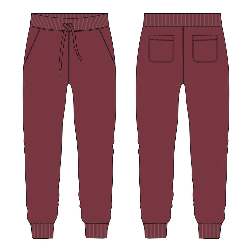 A pair of burgundy sweatpants with pockets vector