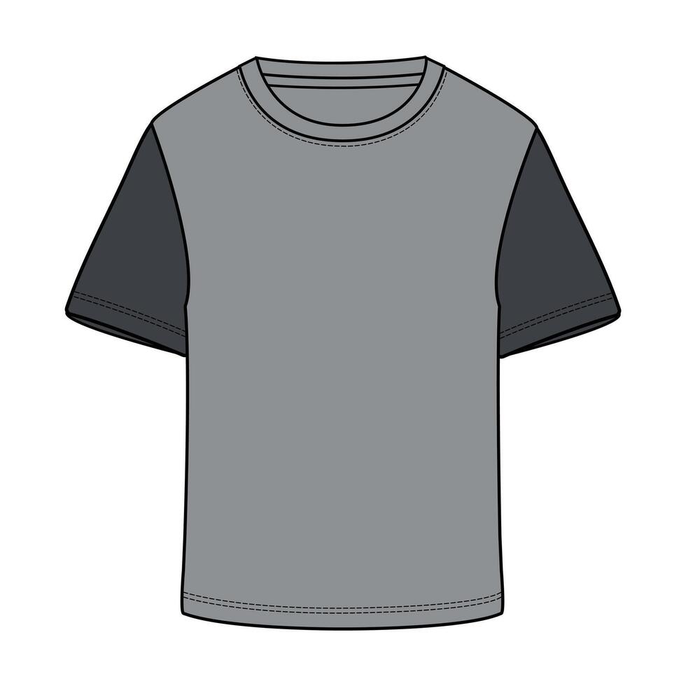 A gray t - shirt with black trim vector