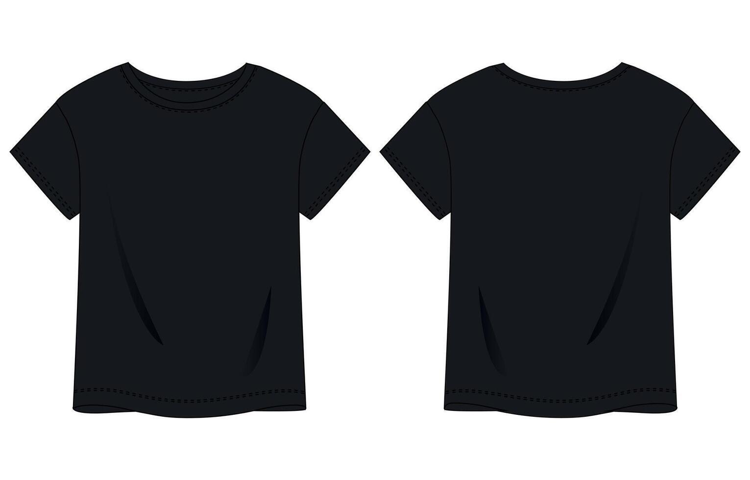 Black t - shirt template, front and back view vector
