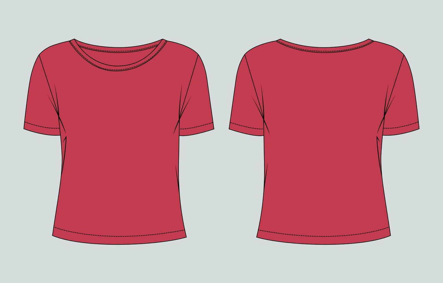 Red t - shirt template, front and back view vector
