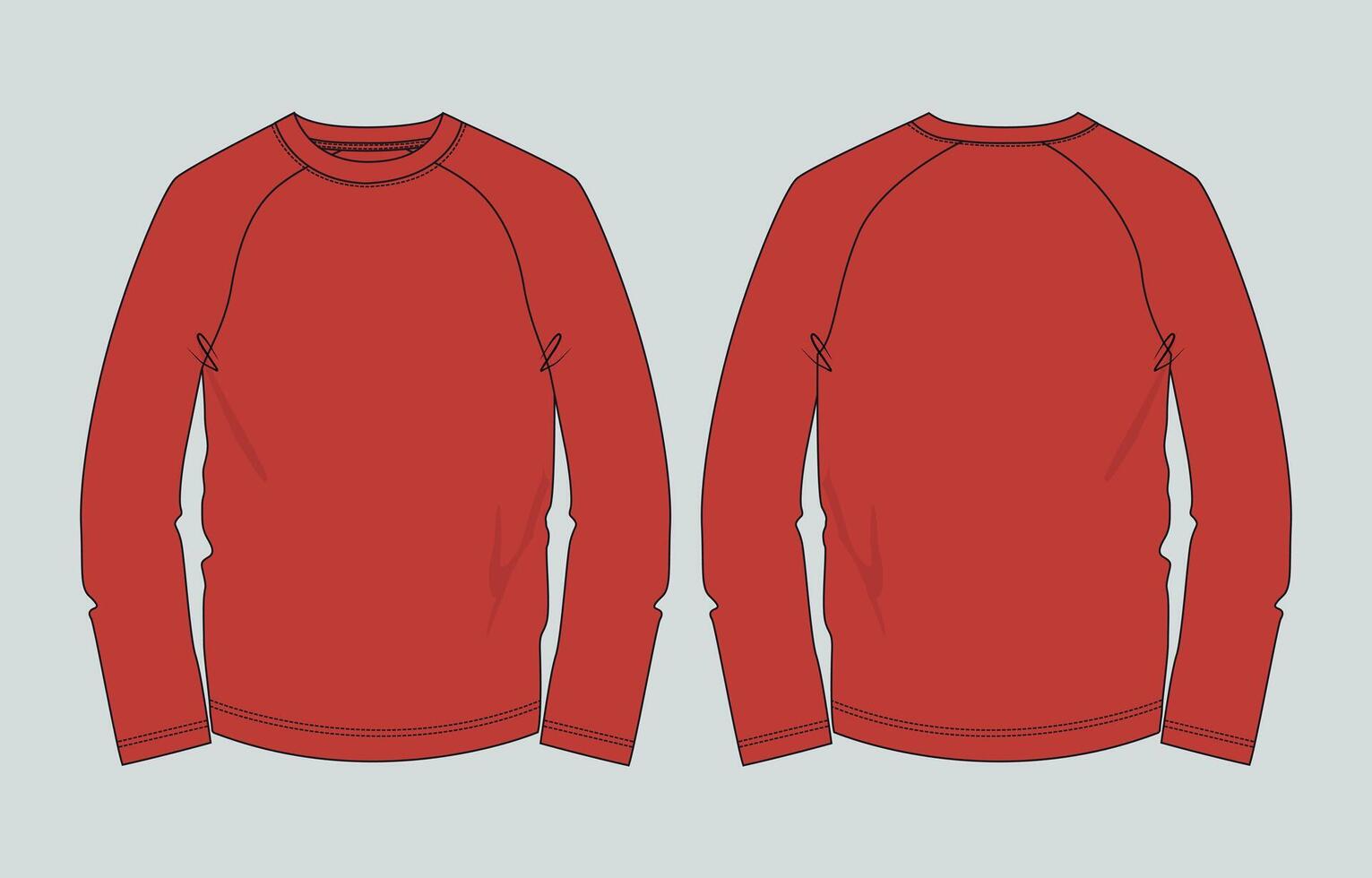 Red long sleeve shirt template vector