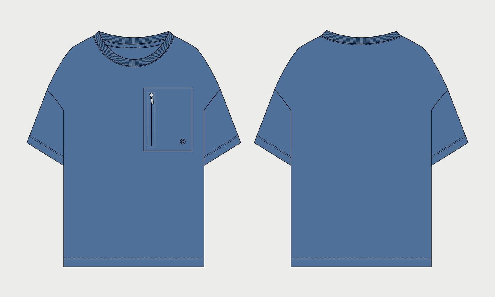 A blue t - shirt with a pocket on the front and back vector
