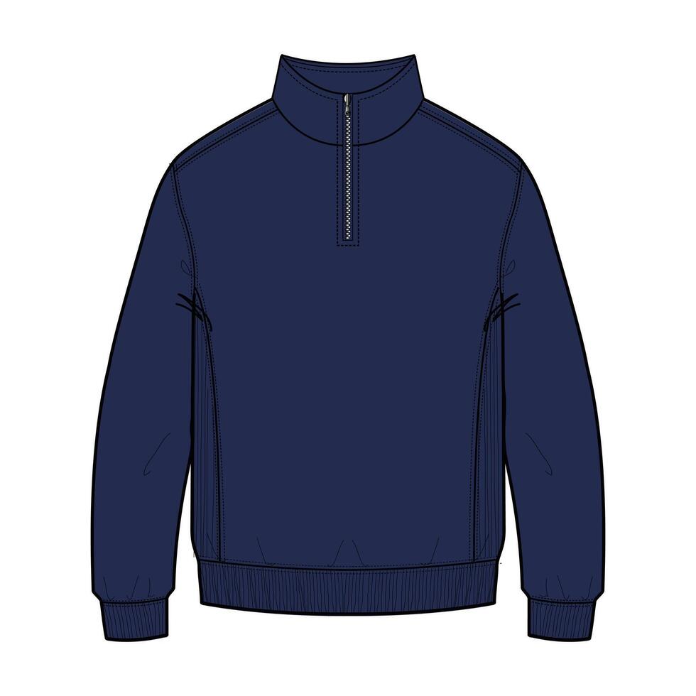 A blue sweatshirt with a zipper on the front vector