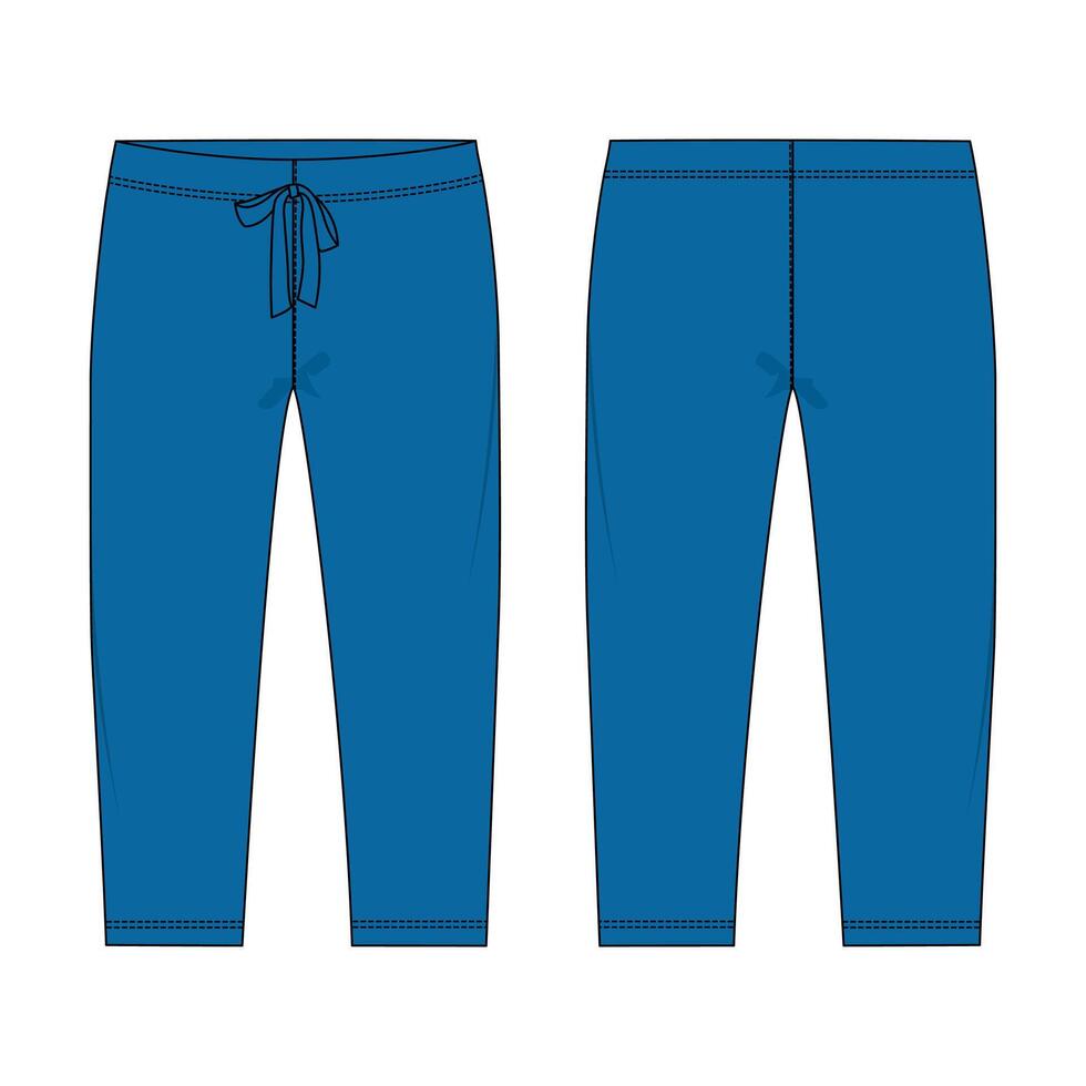 A pair of blue sweatpants with a drawstring vector