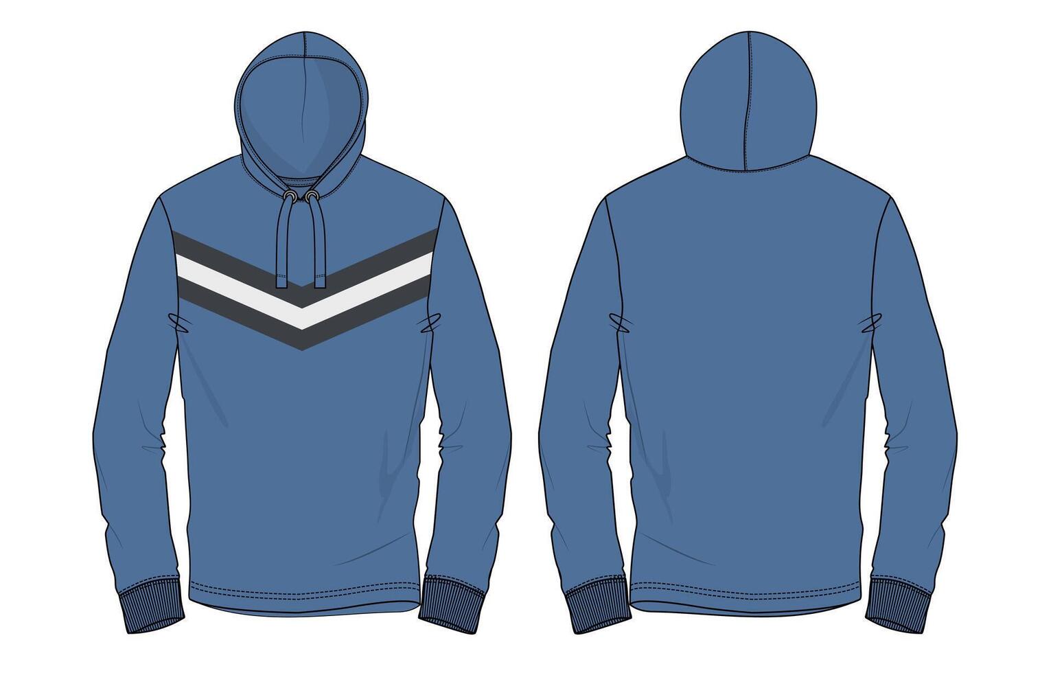 A blue hoodie with a black and white chevron on it vector