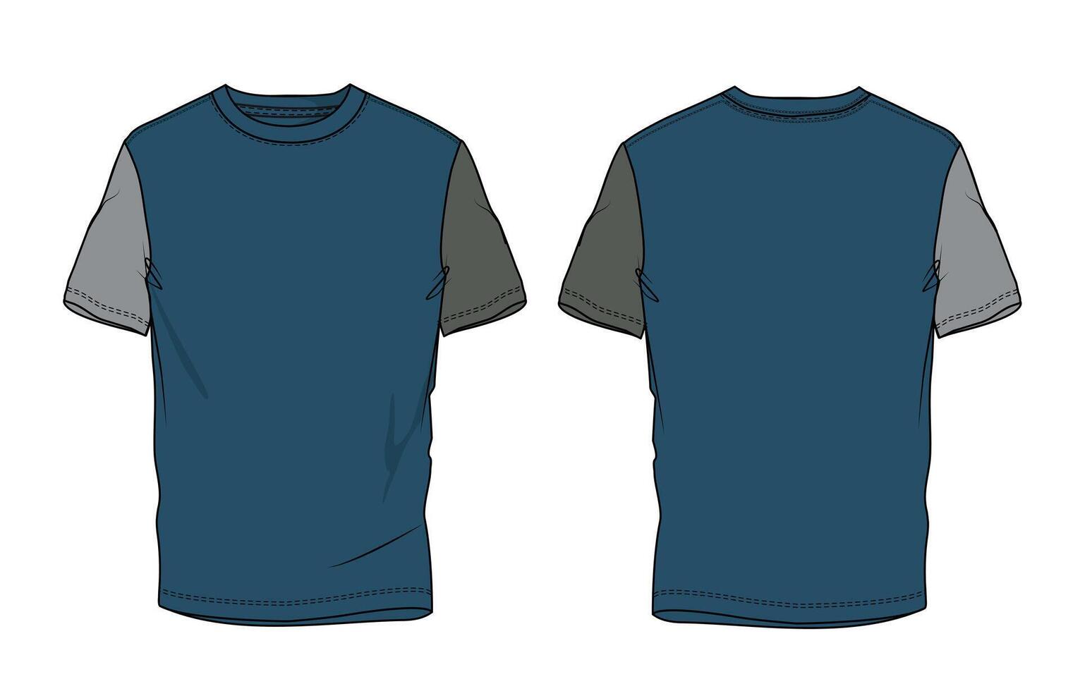 A blue and gray t - shirt with a black and white design vector