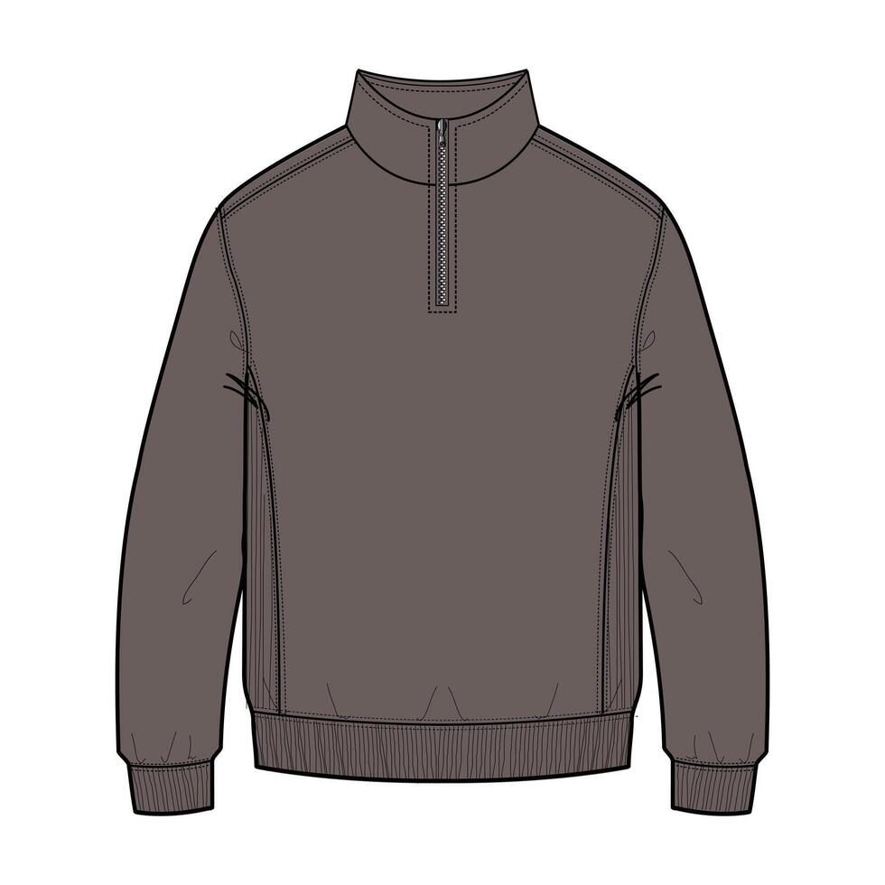 A drawing of a sweatshirt with a zipper vector