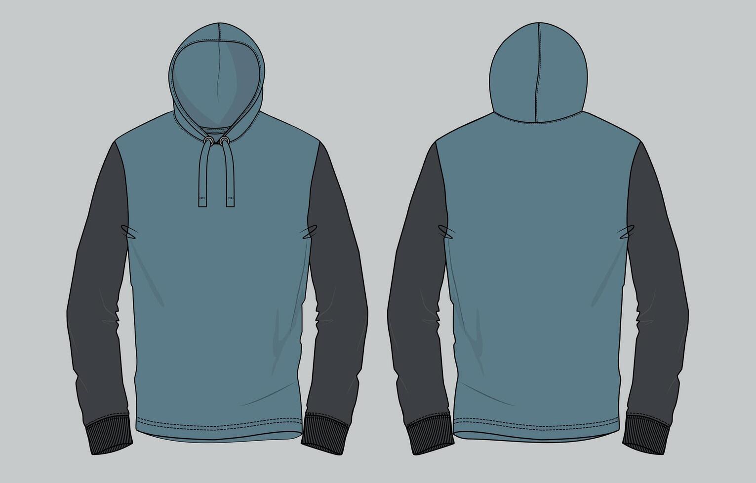 A blue hoodie with a black hood vector