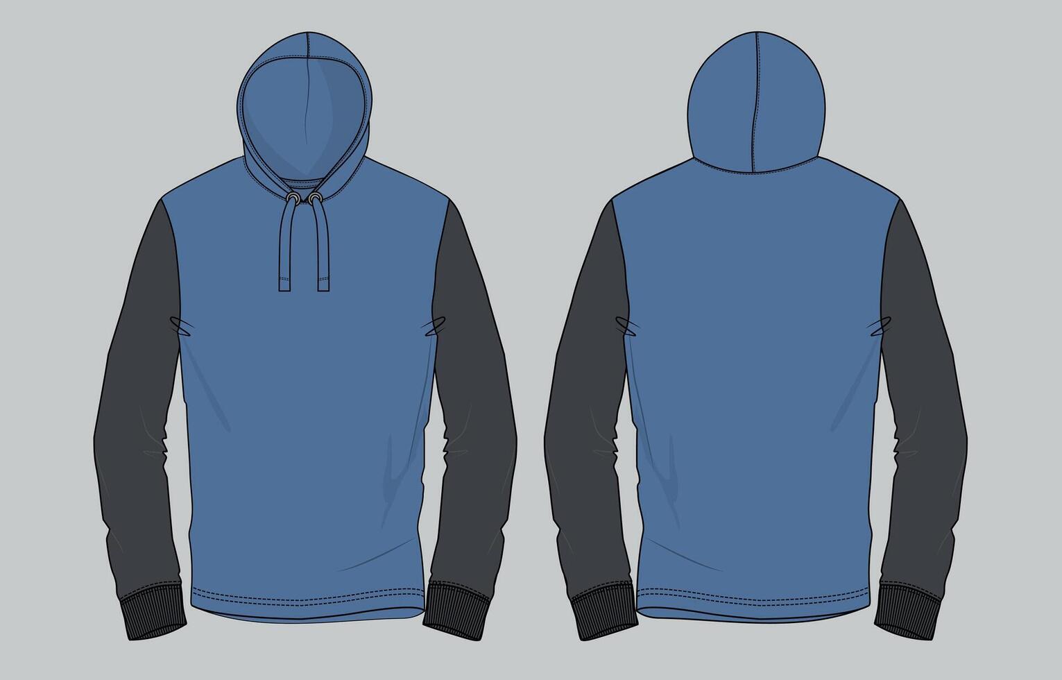 Blue hoodie mockup template vector