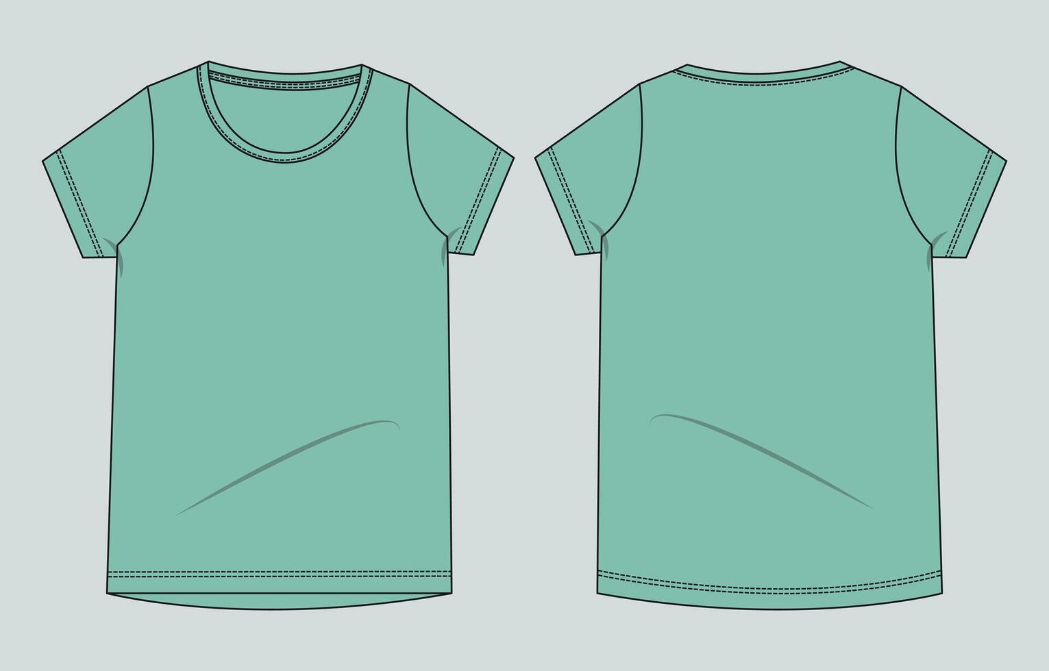 A women's t - shirt template, with a front and back view vector