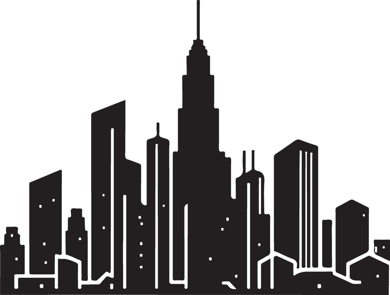 Stunning Black Silhouette Cityscape Skyline Illustration vector