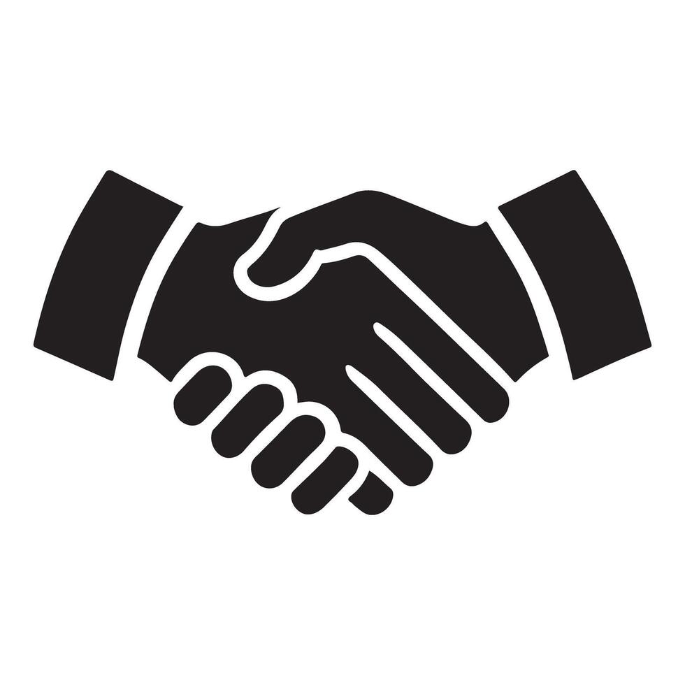 Solid Black Handshake Icon Graphic Design vector