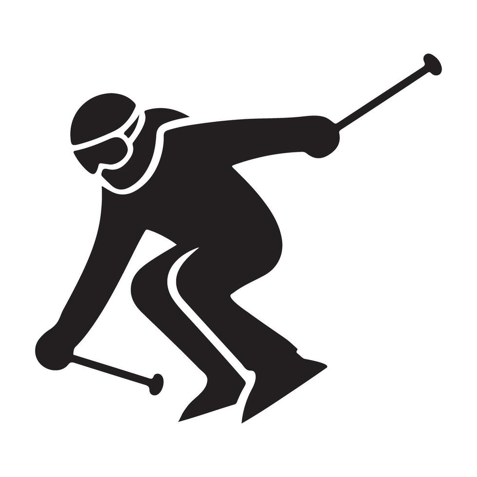 Dynamic Downhill Skiing Silhouette A Illustration vector