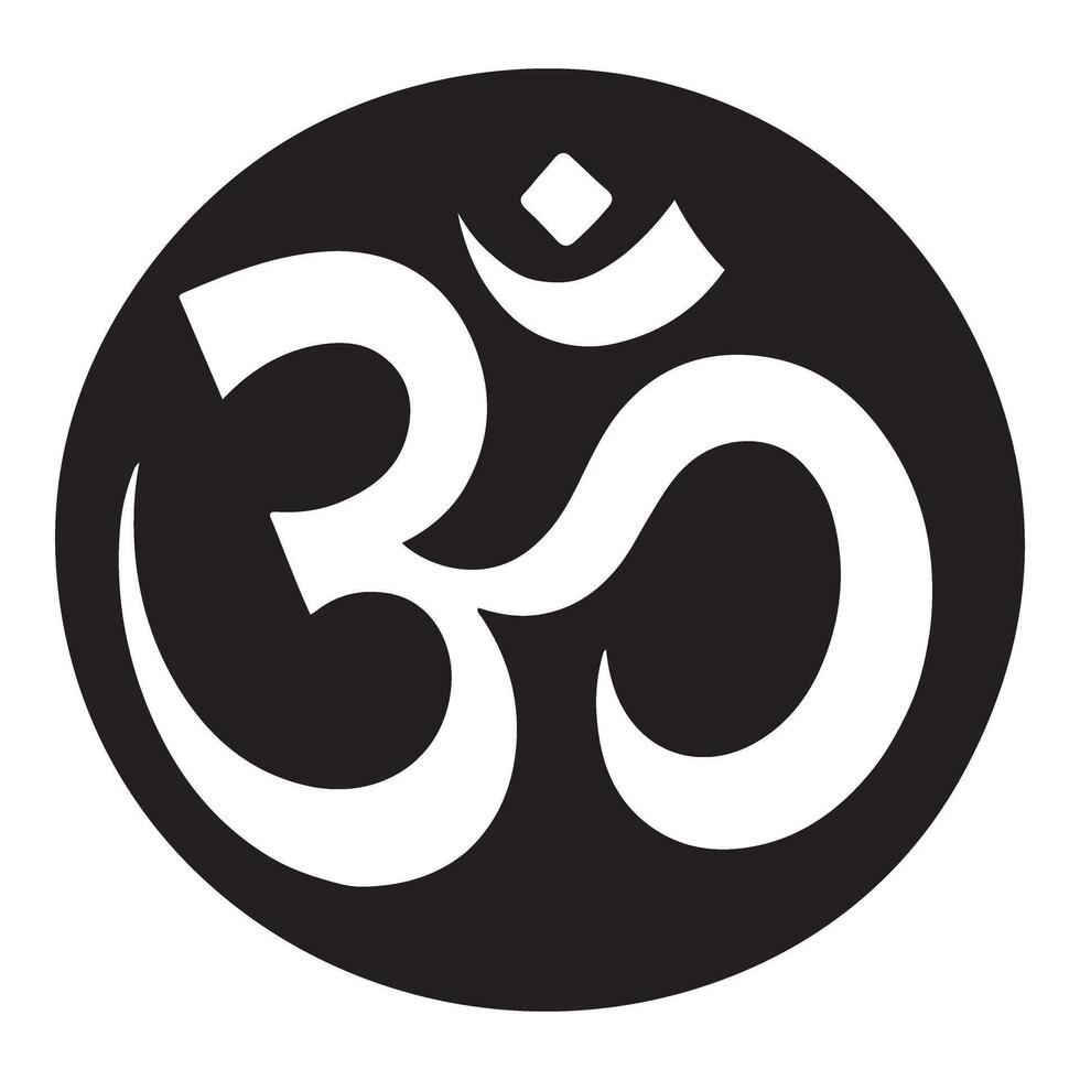 Om Symbol in Circle Silhouette Design vector