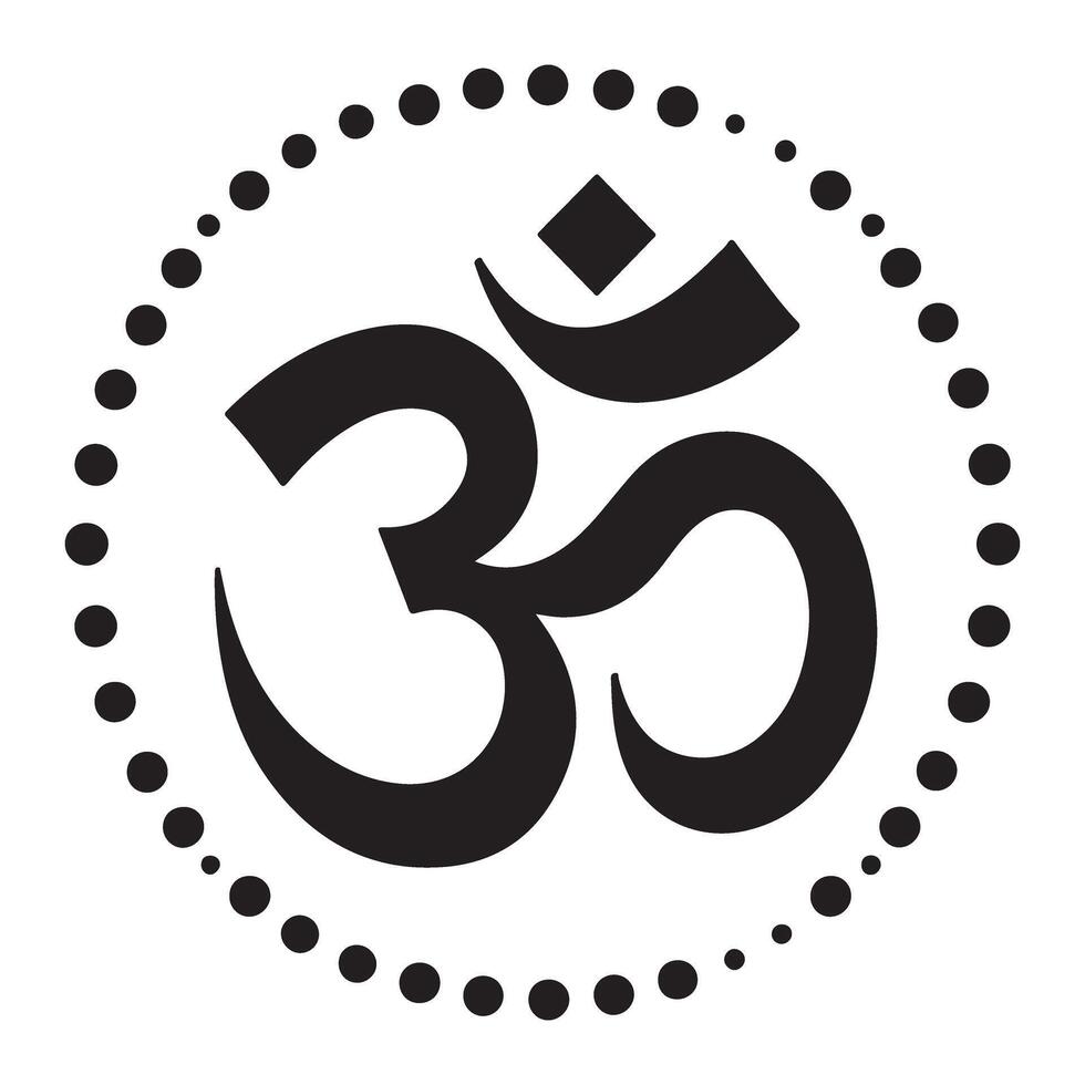 Om Symbol Encircled by Dotted Line A Spiritual Illustration vector