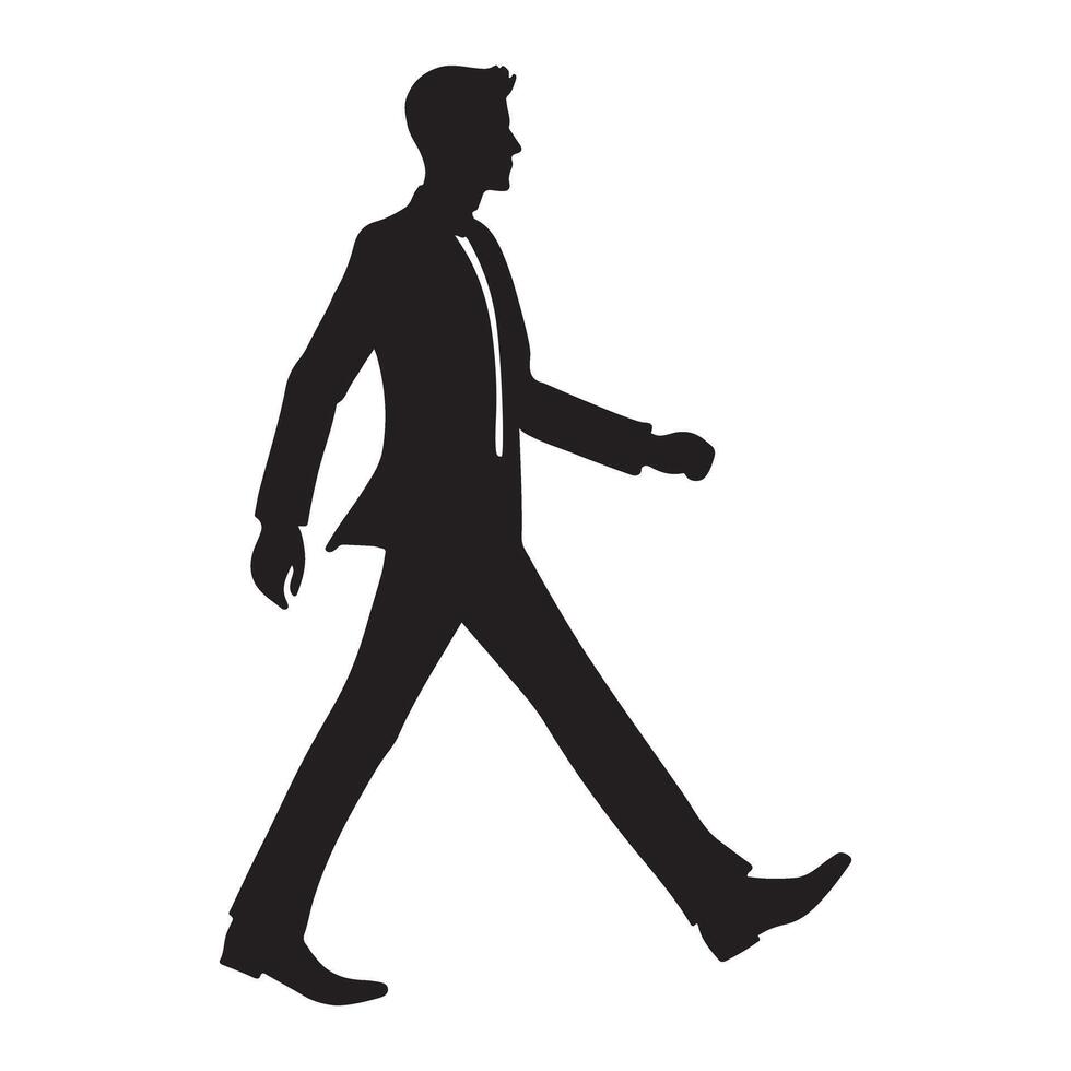 Silhouette of a Businessman Striding with Purpose vector
