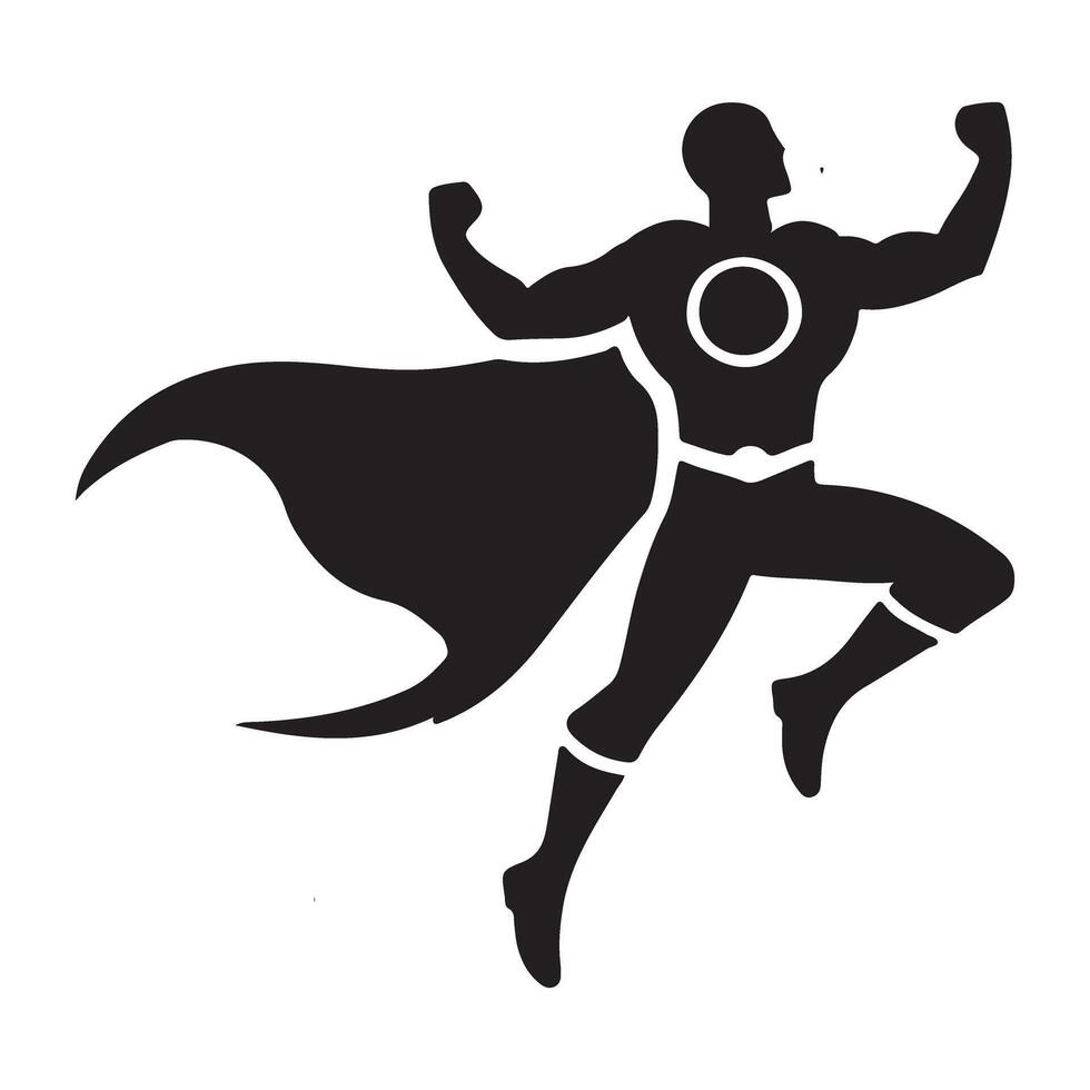 Powerful Superhero Silhouette in Flight Action Pose vector