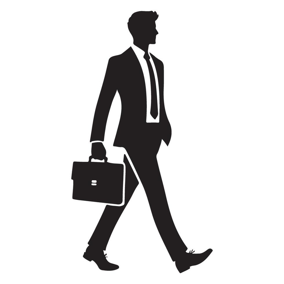 Walking Businessman Silhouette Carrying Briefcase vector