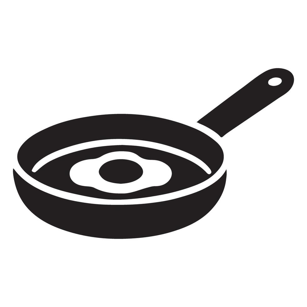 Fried Egg in Frying Pan Silhouette Icon vector