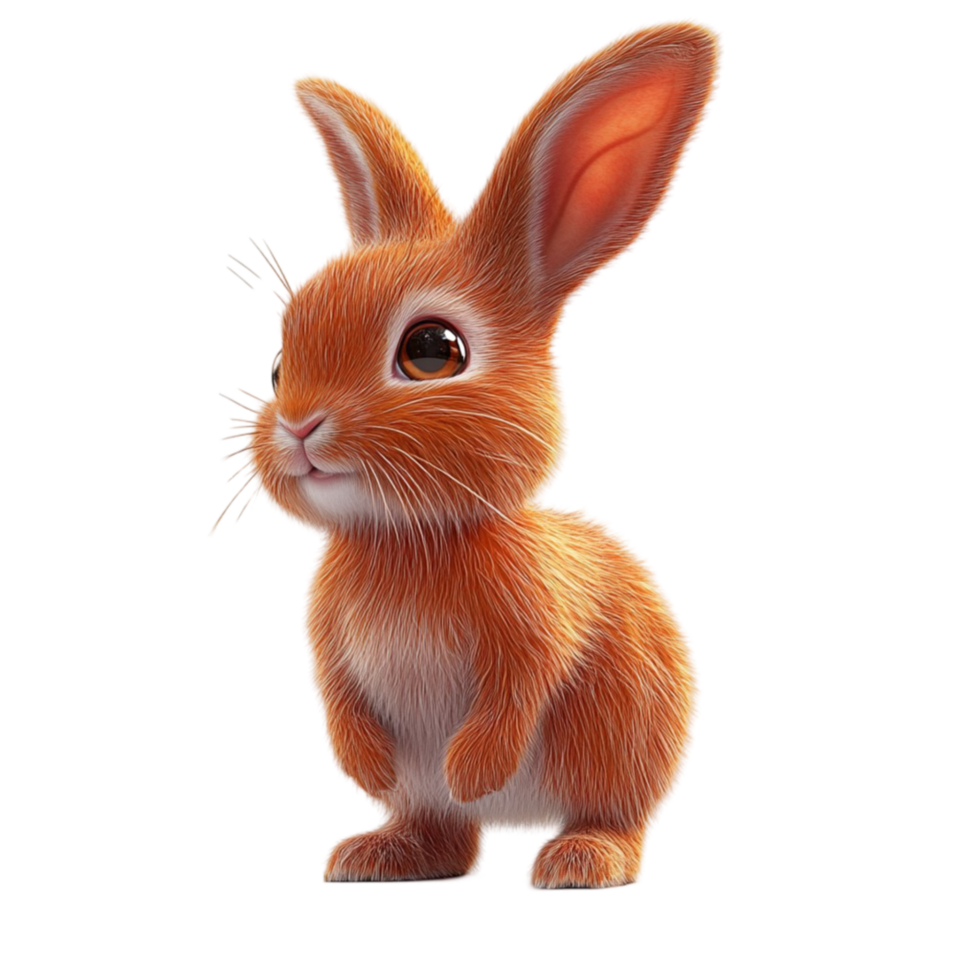 A small orange rabbit is standing on its hind legs png