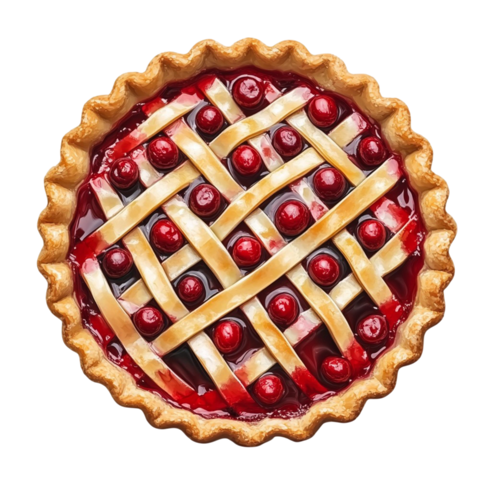 A pie with cherries and a lattice pattern png