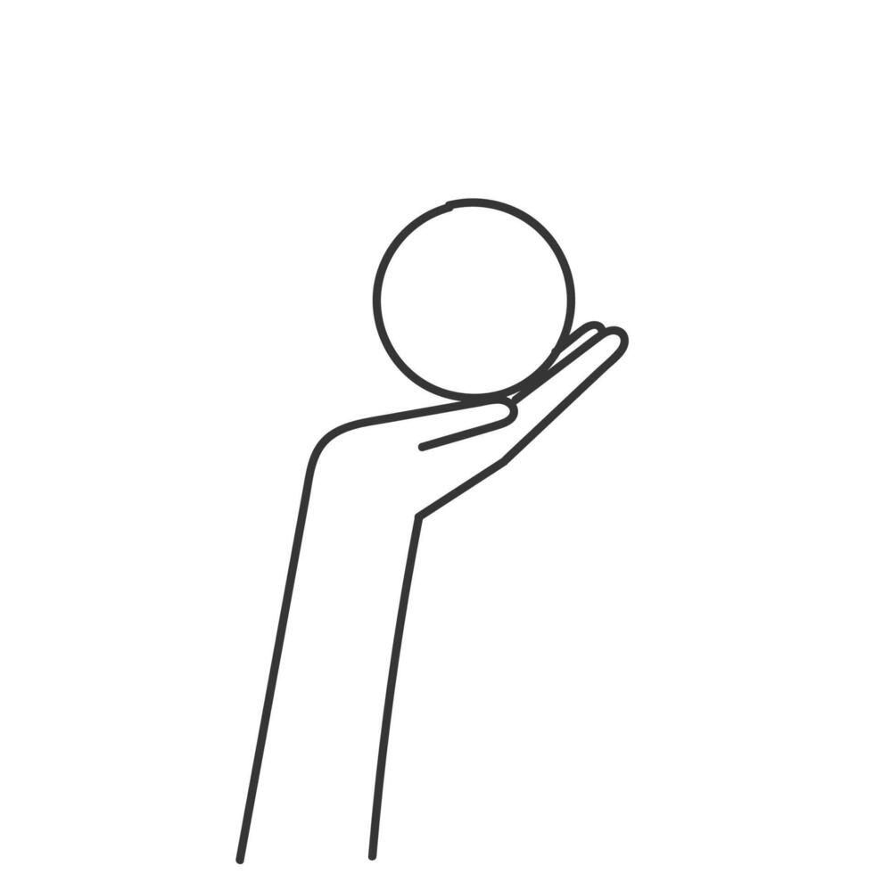 a hand holding a ball in one hand vector