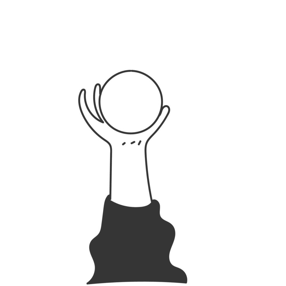 a hand holding a ball in the air vector