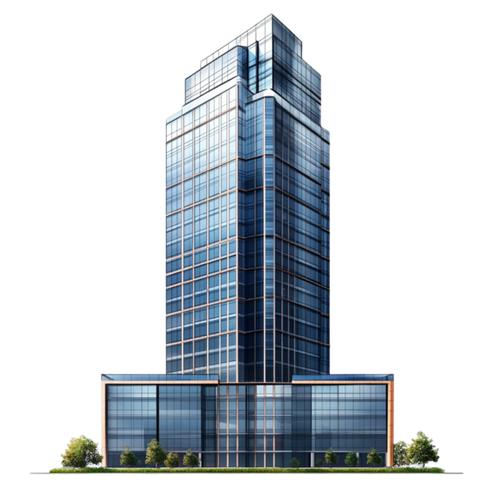 A tall building with windows and a large glass facade png