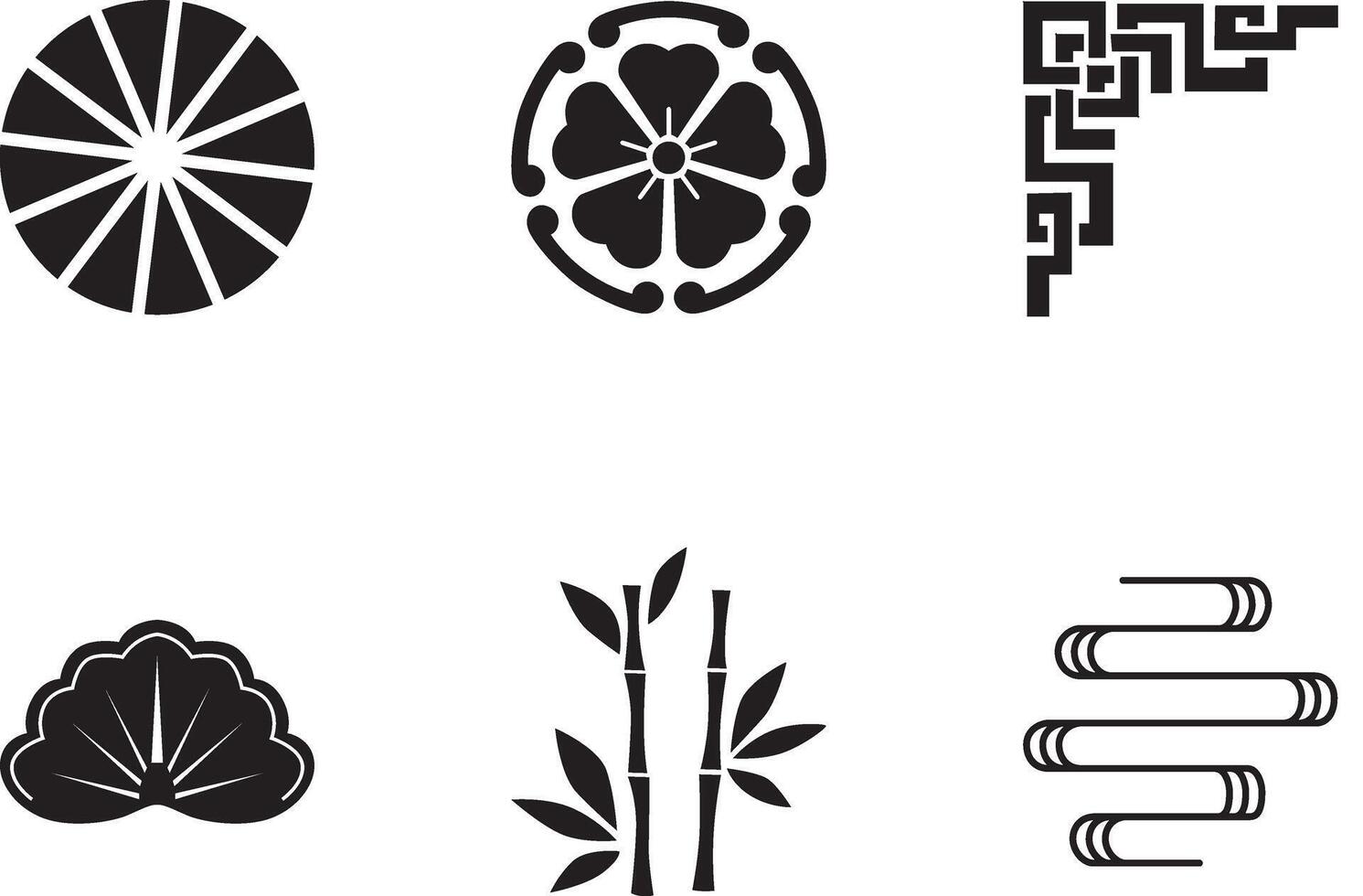 Japanese pattern, New Year, oriental style, Asian decoration set vector