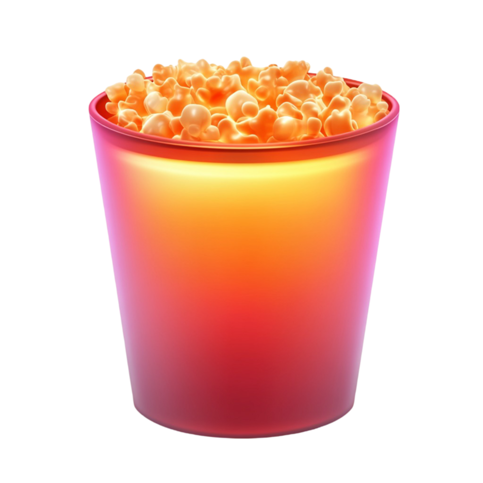 A bucket of popcorn with a red light png