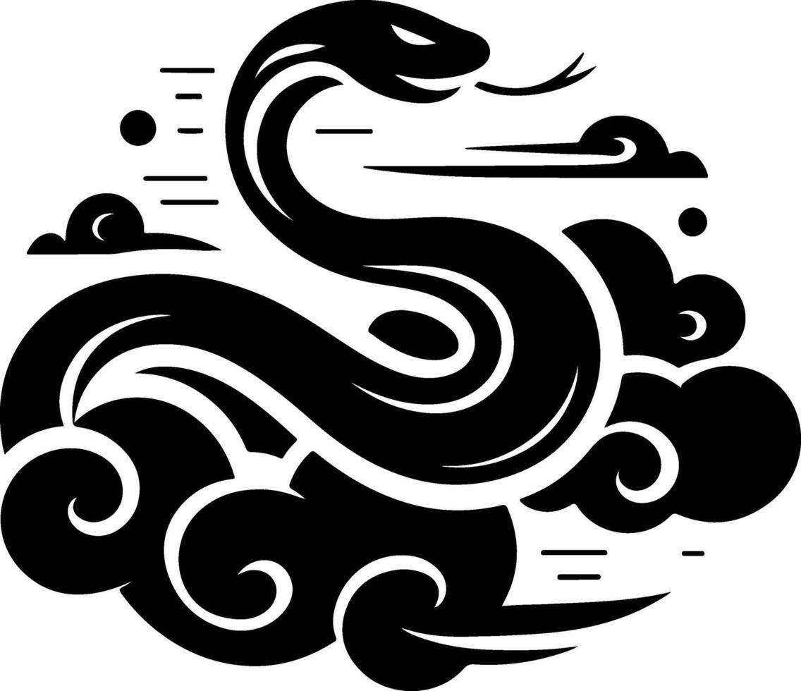 stylized snake entwined in clouds, symbolizing 2025 Chinese New Year vector