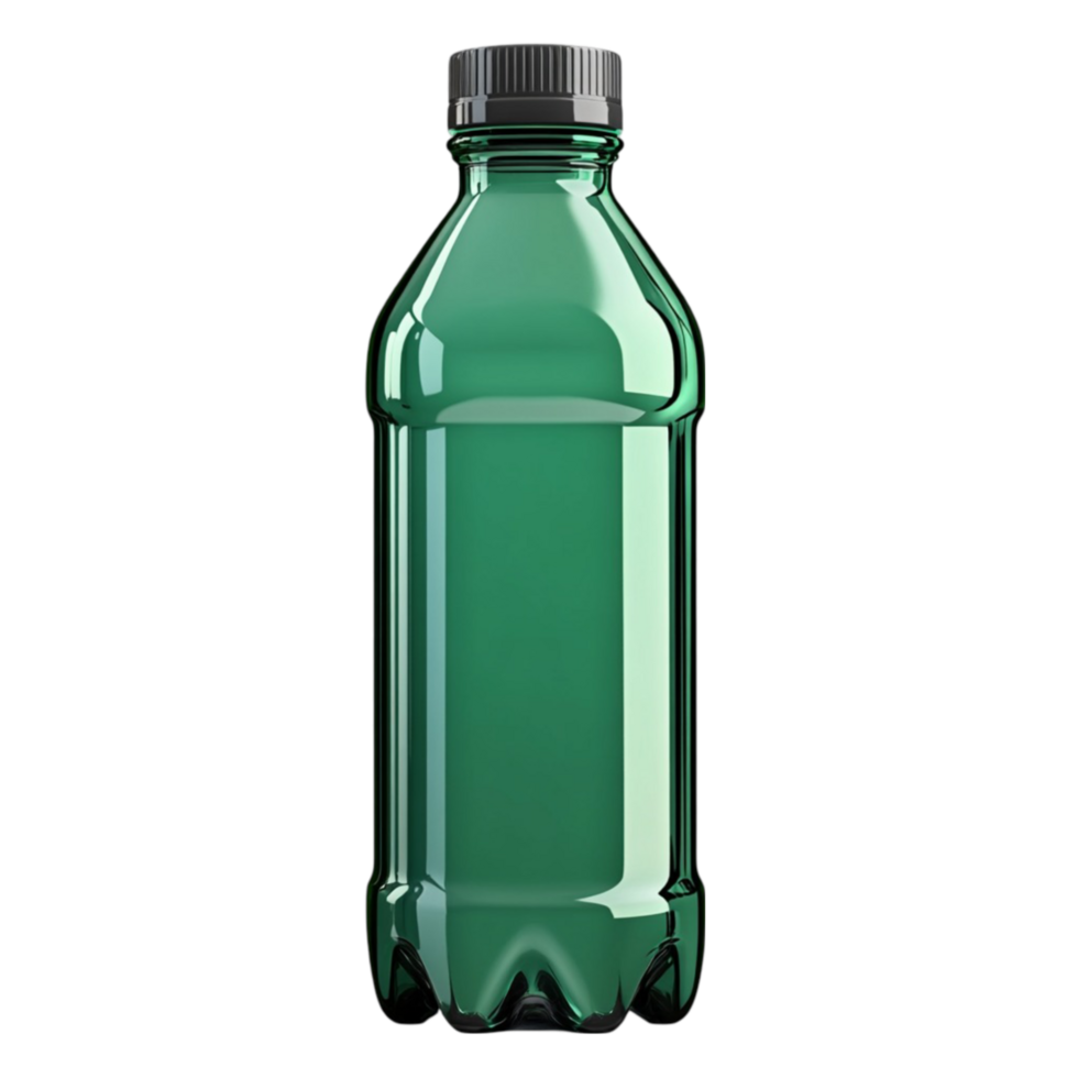 green plastic bottle with black lid on a transparent background png