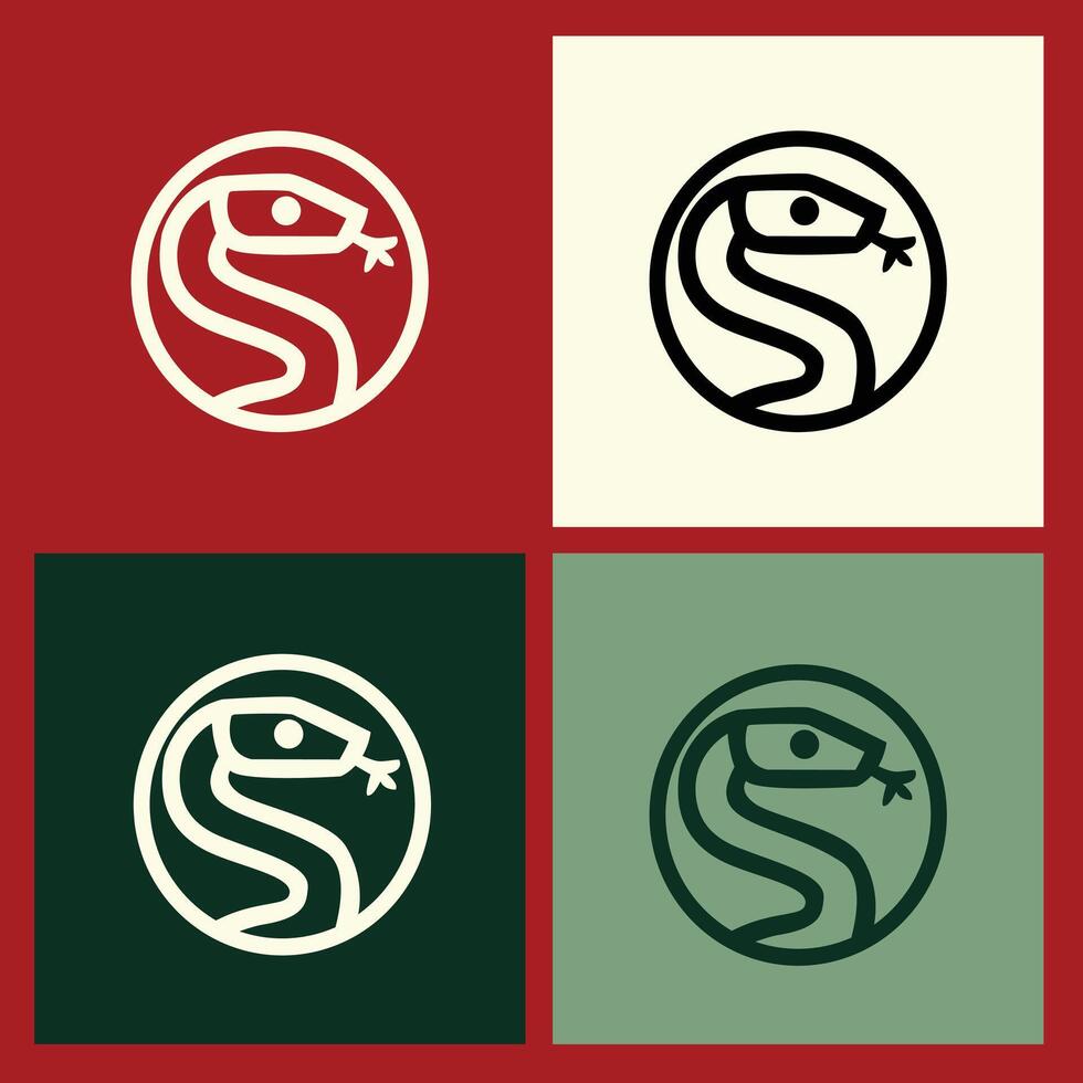 Stylish Chinese New Year Logo Featuring Wooden Snake Outline, Representing Strength and Renewal, Perfect for Celebratory Designs and Cultural Festivities vector