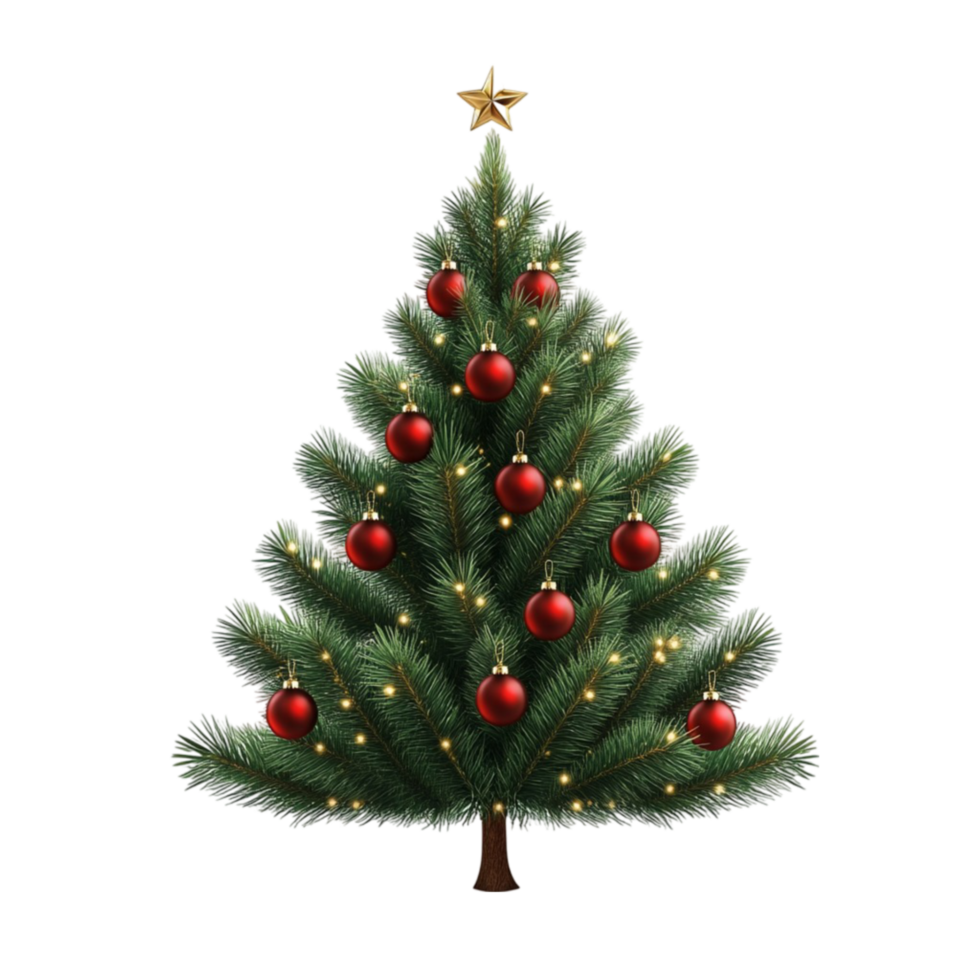 Christmas tree with red balls on a transparent background png