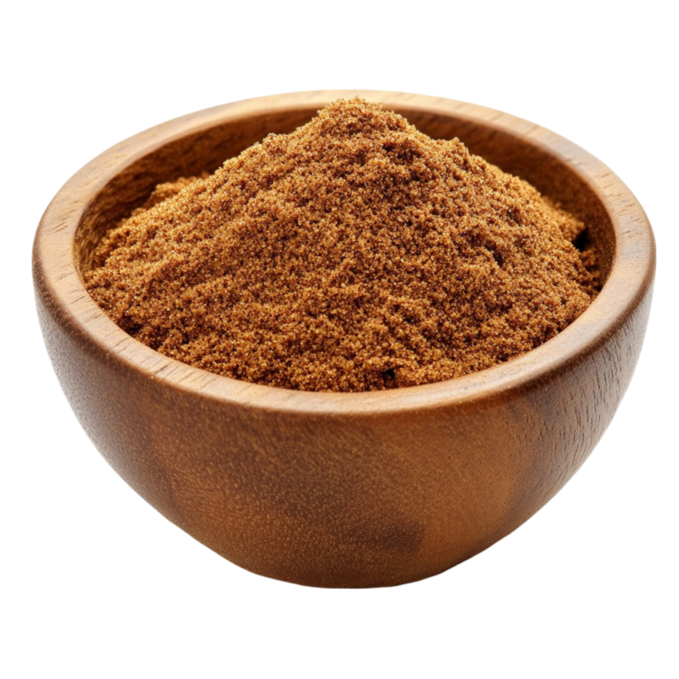 brown sugar in a Brown Sugar in a Wooden Bowlwooden bowl png