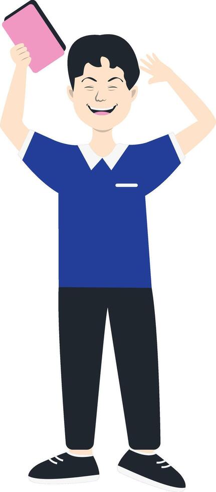 Male Student Character with Blue Clothes vector
